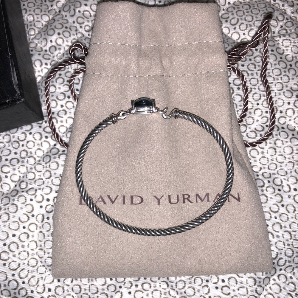 David Yurman Wheaton blue topaz and diamond bangle - Picture 2 of 5